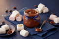chocolate spread and marshmellow with a navy blue theme