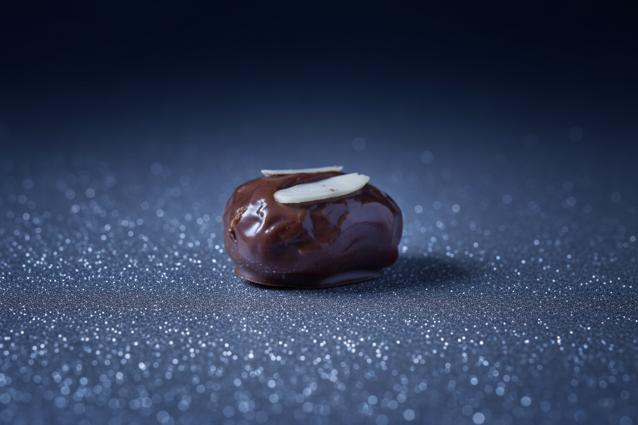 Milk chocolate almond date - navy theme