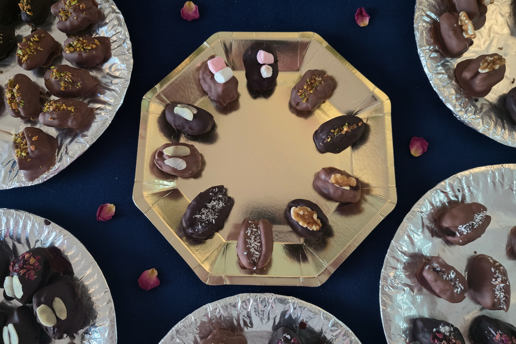 Professional chocolate dates with navy blue accents - batch 2